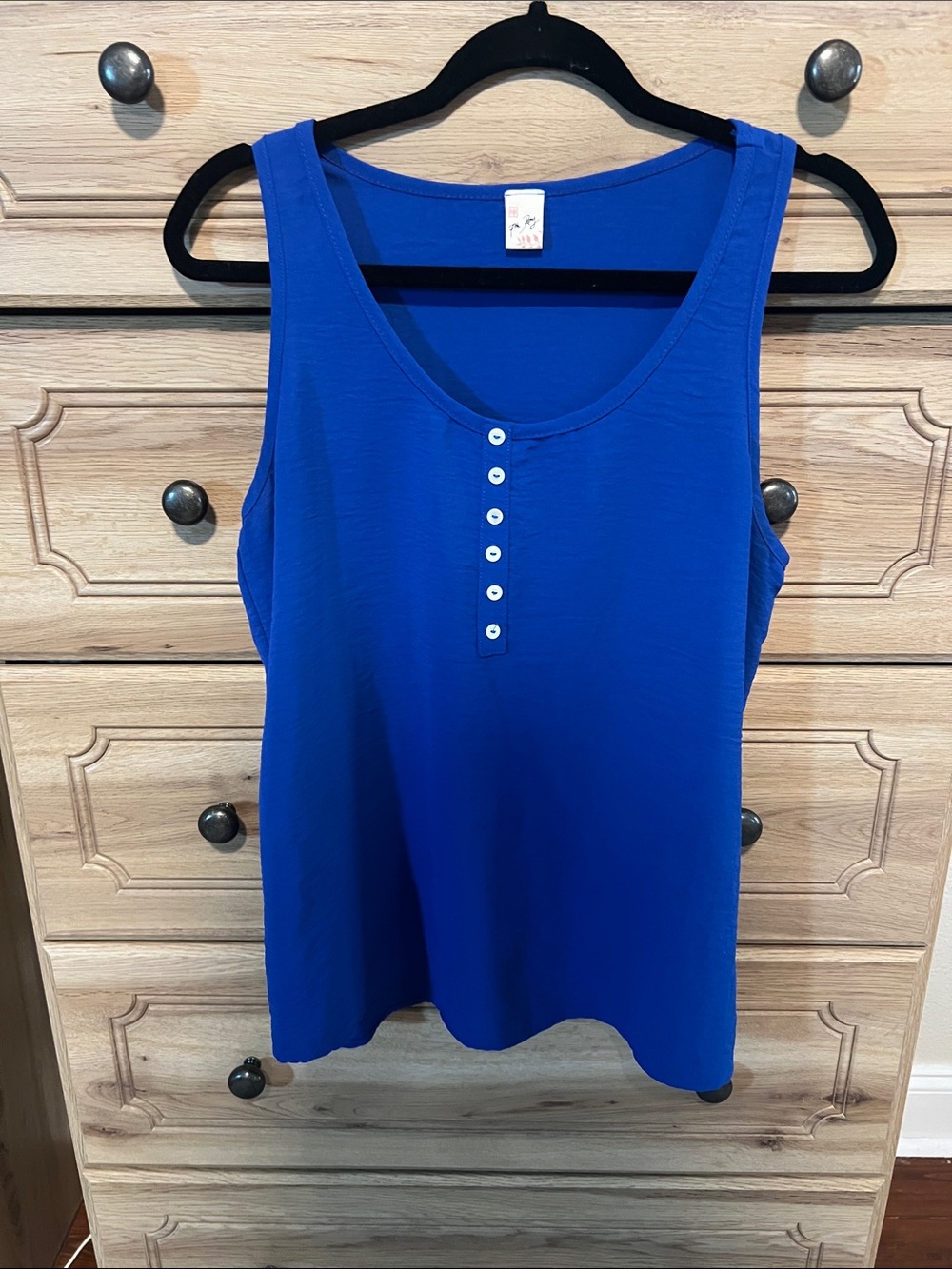 7th Ray Button-Front Scoop Tank Top - Blue